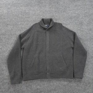 Vintage Polo Ralph Lauren Sweater Mens 2XL Gray 100% Wool Full Zip Shawl Collar